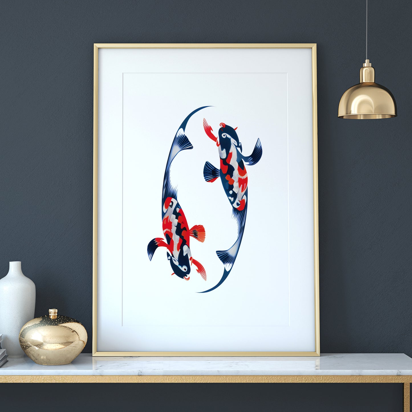 Abstract Koi Fish Yin & Yang Print