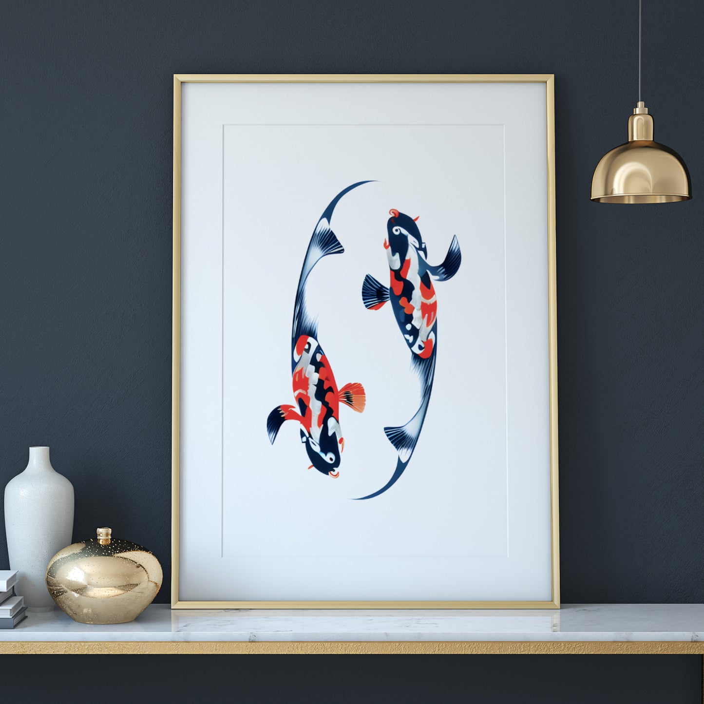 Abstract Koi Fish Yin & Yang Print