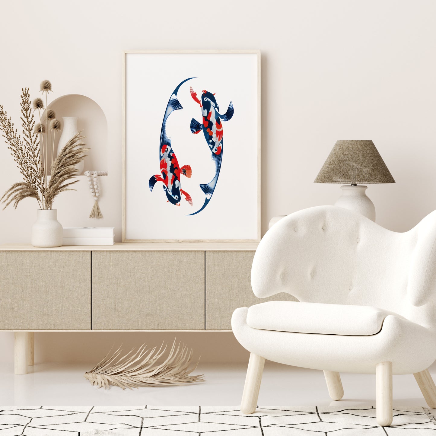 Abstract Koi Fish Yin & Yang Print