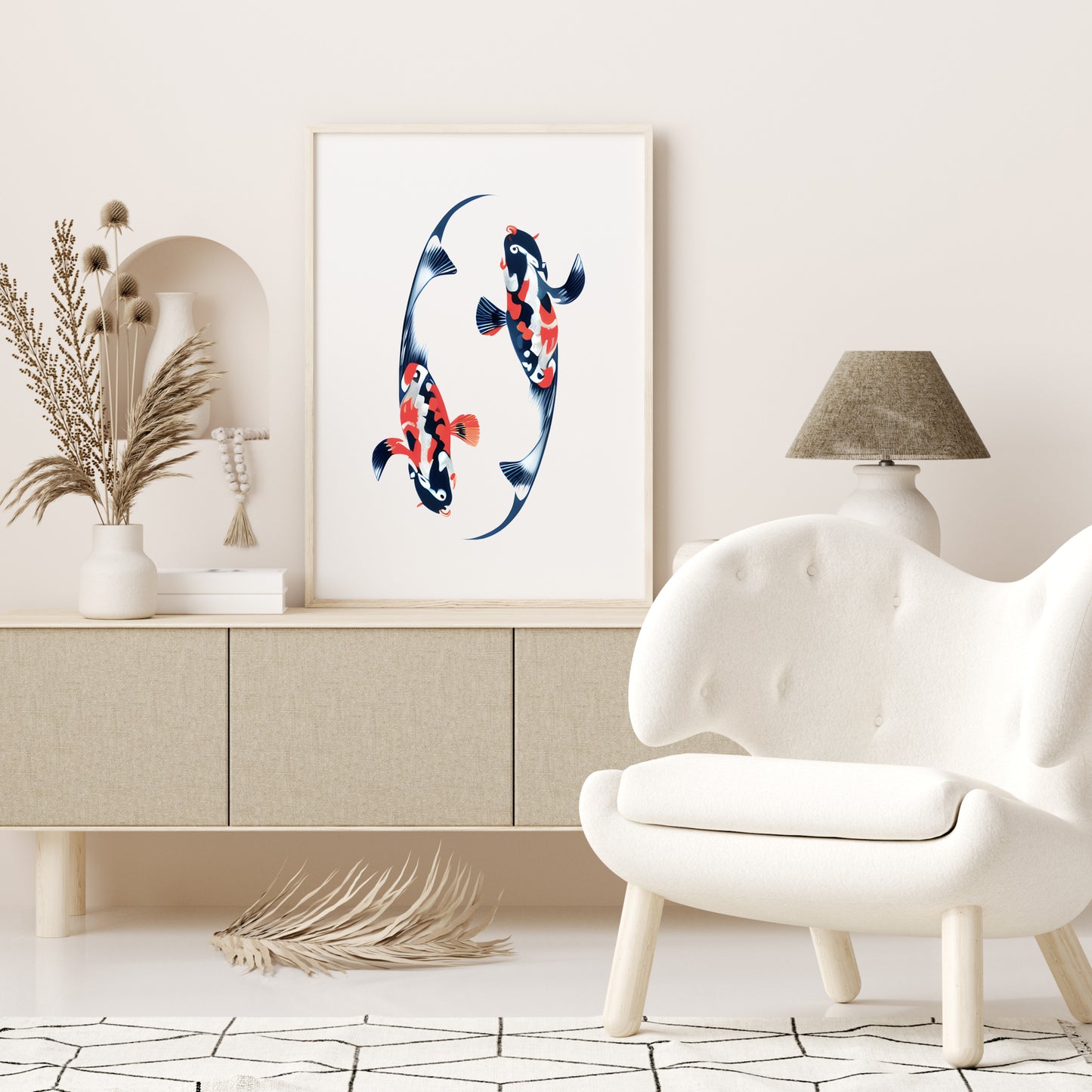 Abstract Koi Fish Yin & Yang Print