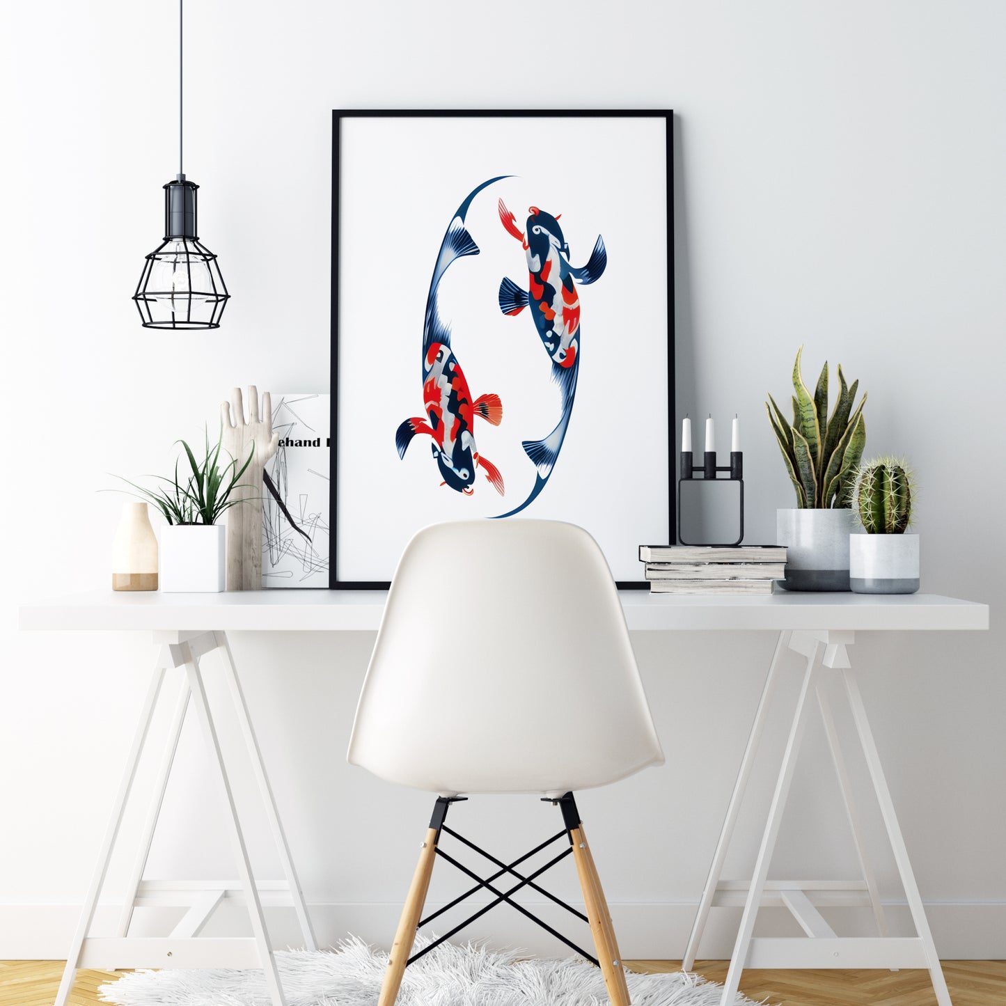 Abstract Koi Fish Yin & Yang Print