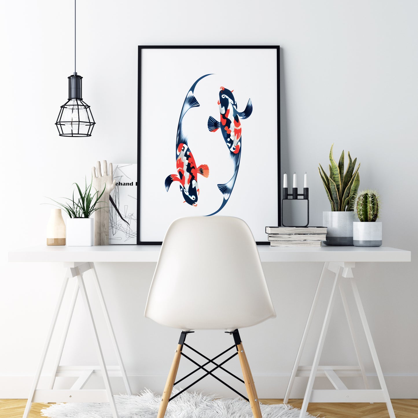 Abstract Koi Fish Yin & Yang Print