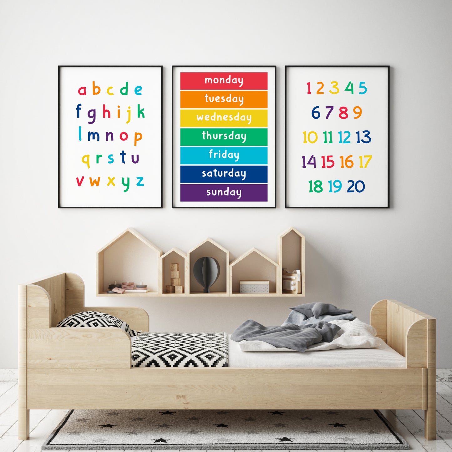 Alphabet, Days of the Week & Numbers 1-20 Prints (Set of 3)