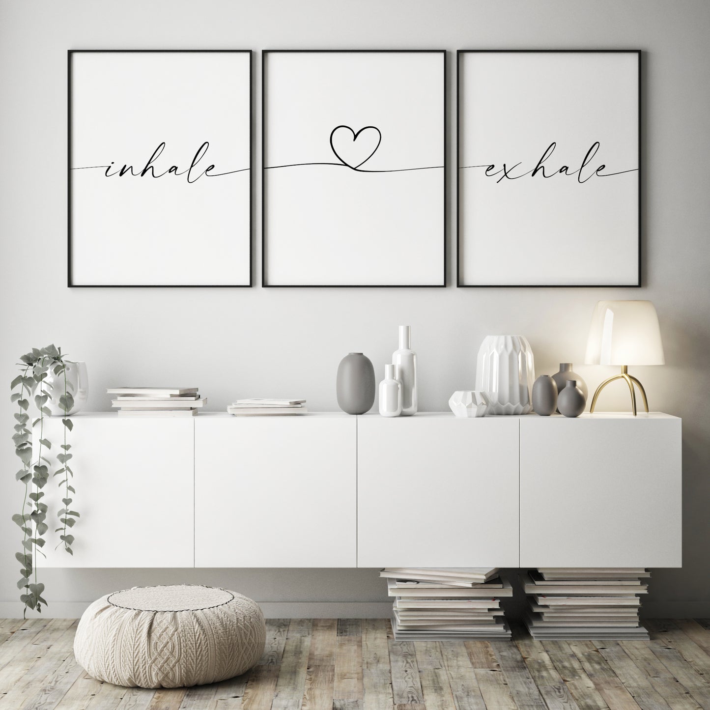 Inhale Exhale With Heart Prints (Set of 3)