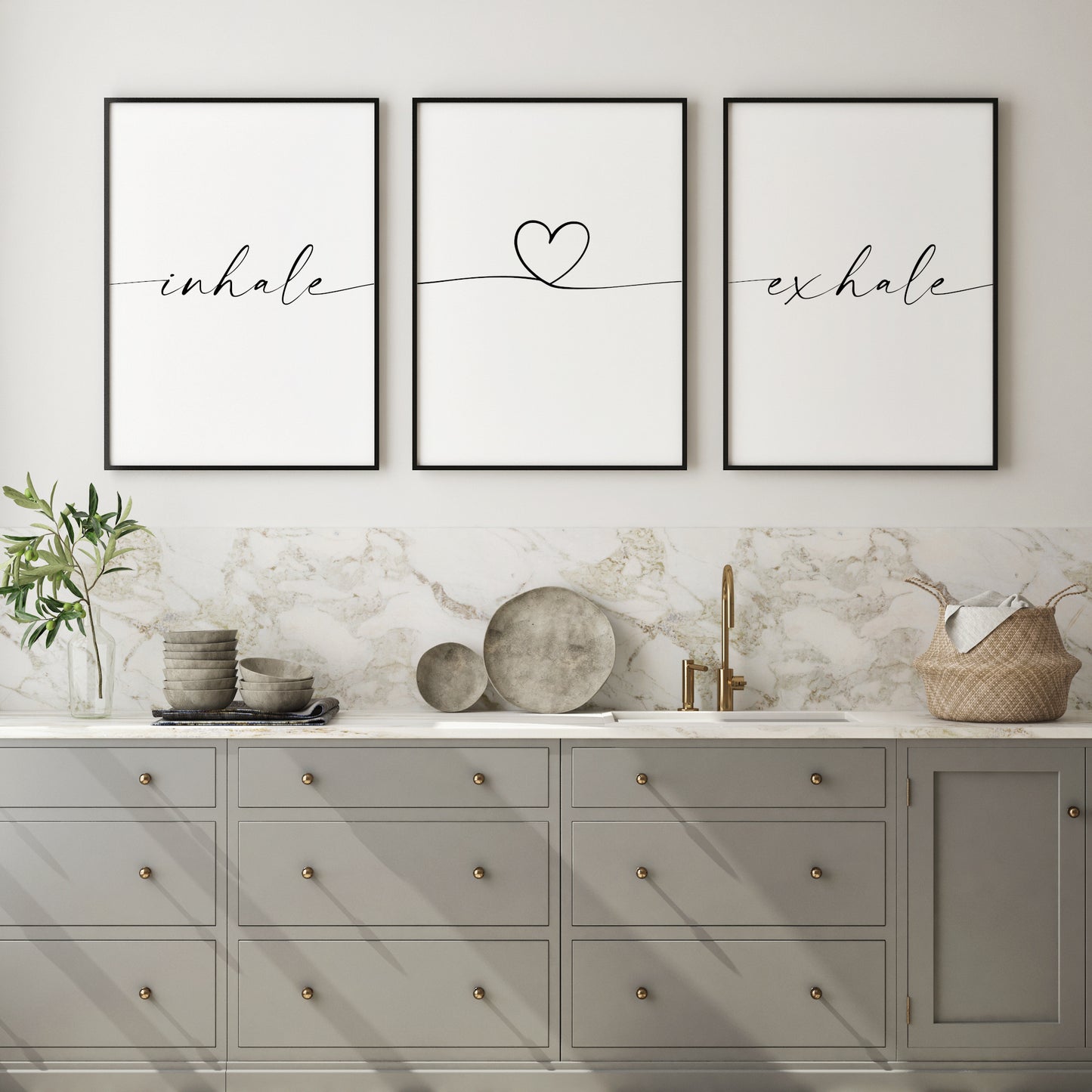 Inhale Exhale With Heart Prints (Set of 3)