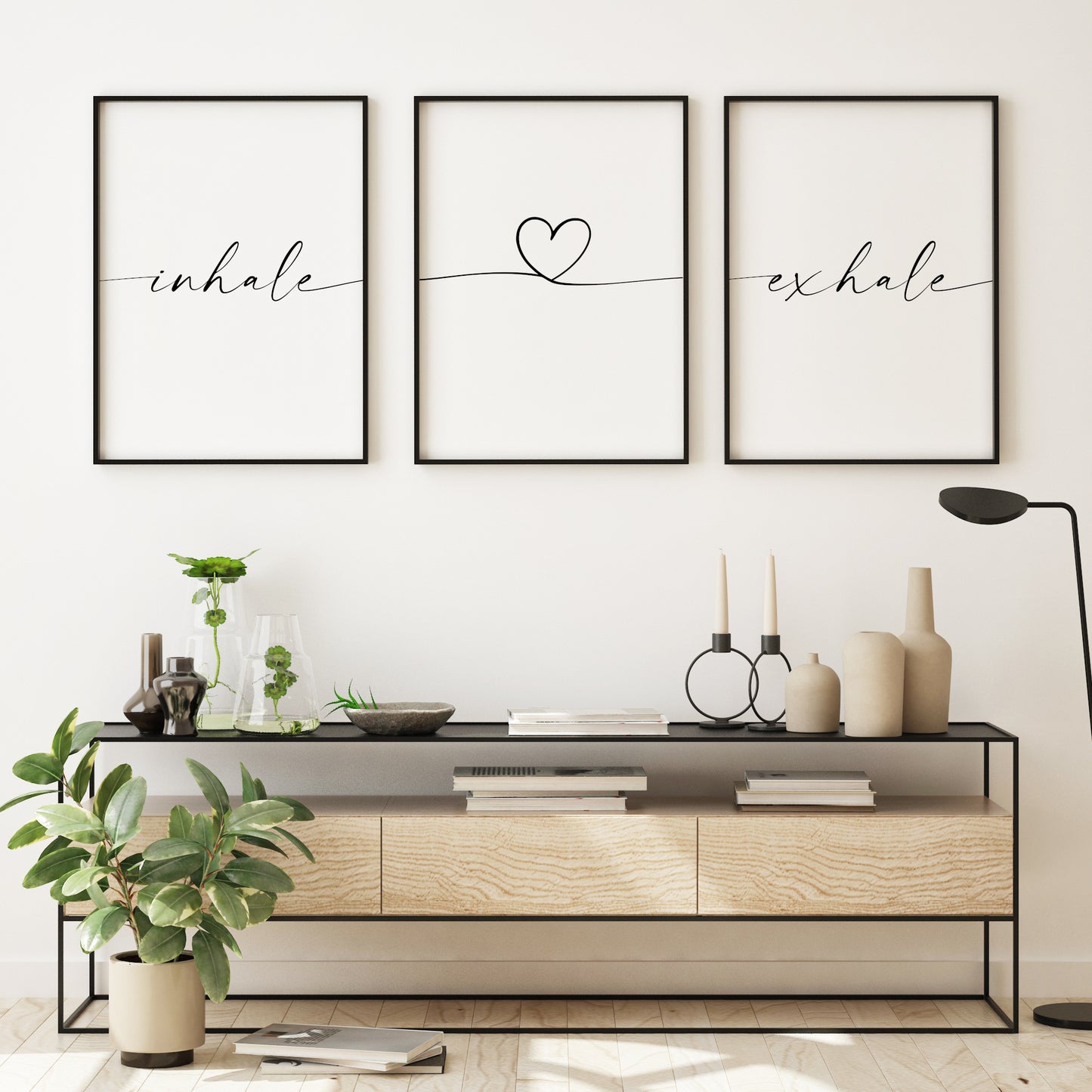 Inhale Exhale With Heart Prints (Set of 3)