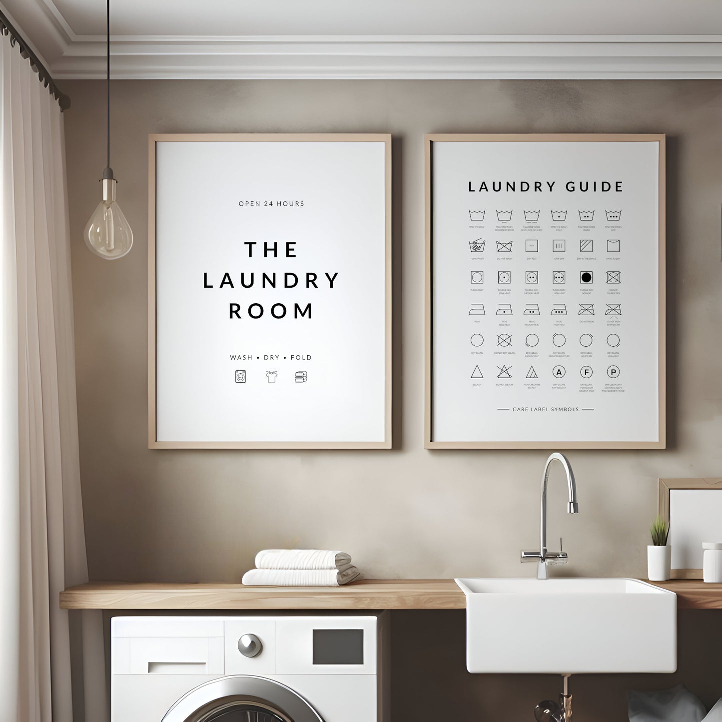 The Laundry Room & Care Symbols Guide Prints (Set of 2)