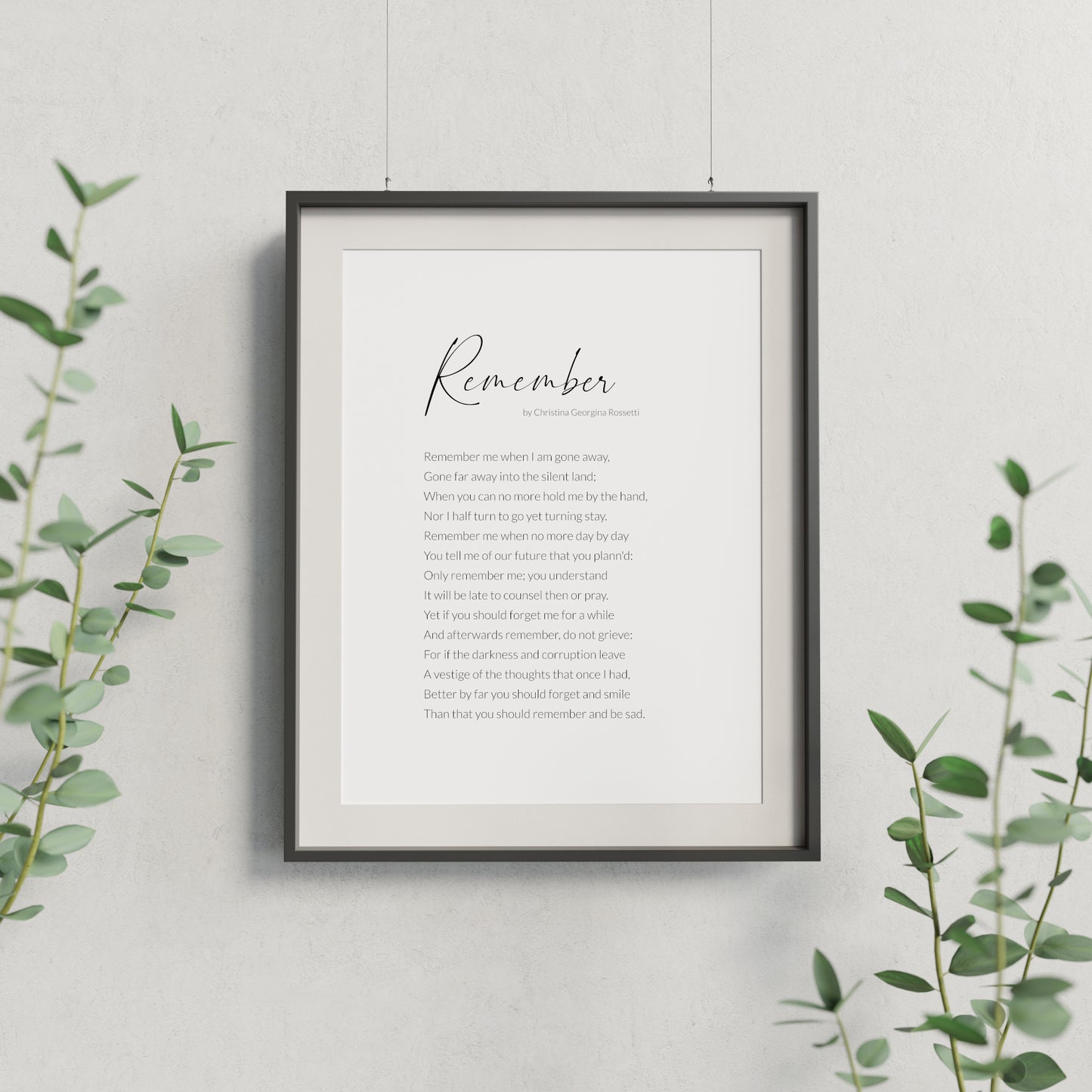 Remember Print | Christina Georgina Rossetti Poem