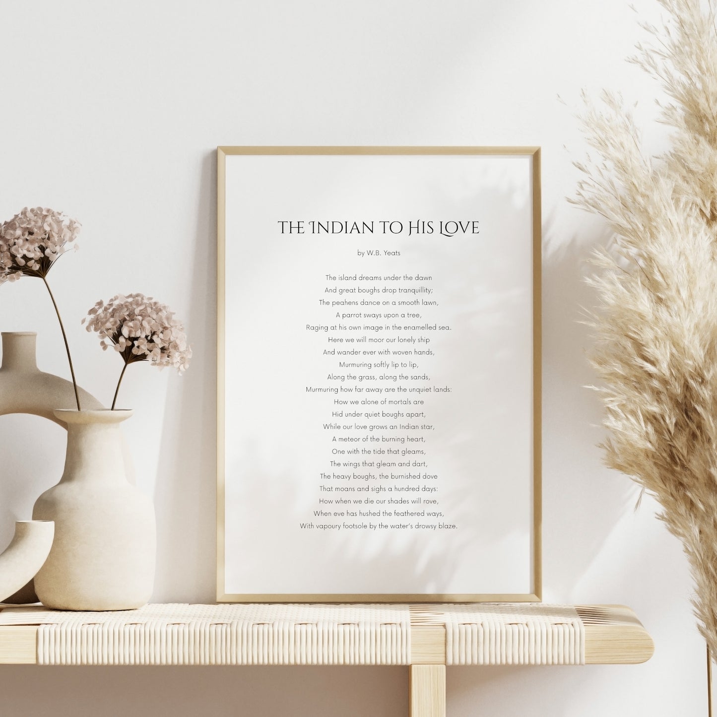 The Indian To His Love Print, Poem by William Butler Yeats