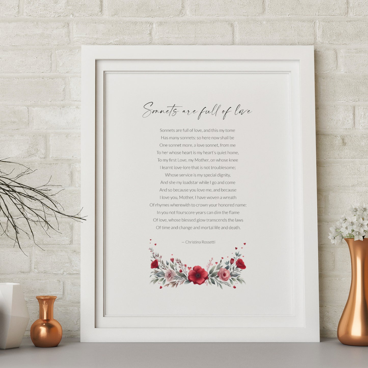 Sonnets Are Full Of Love Print | Christina Rossetti Poem