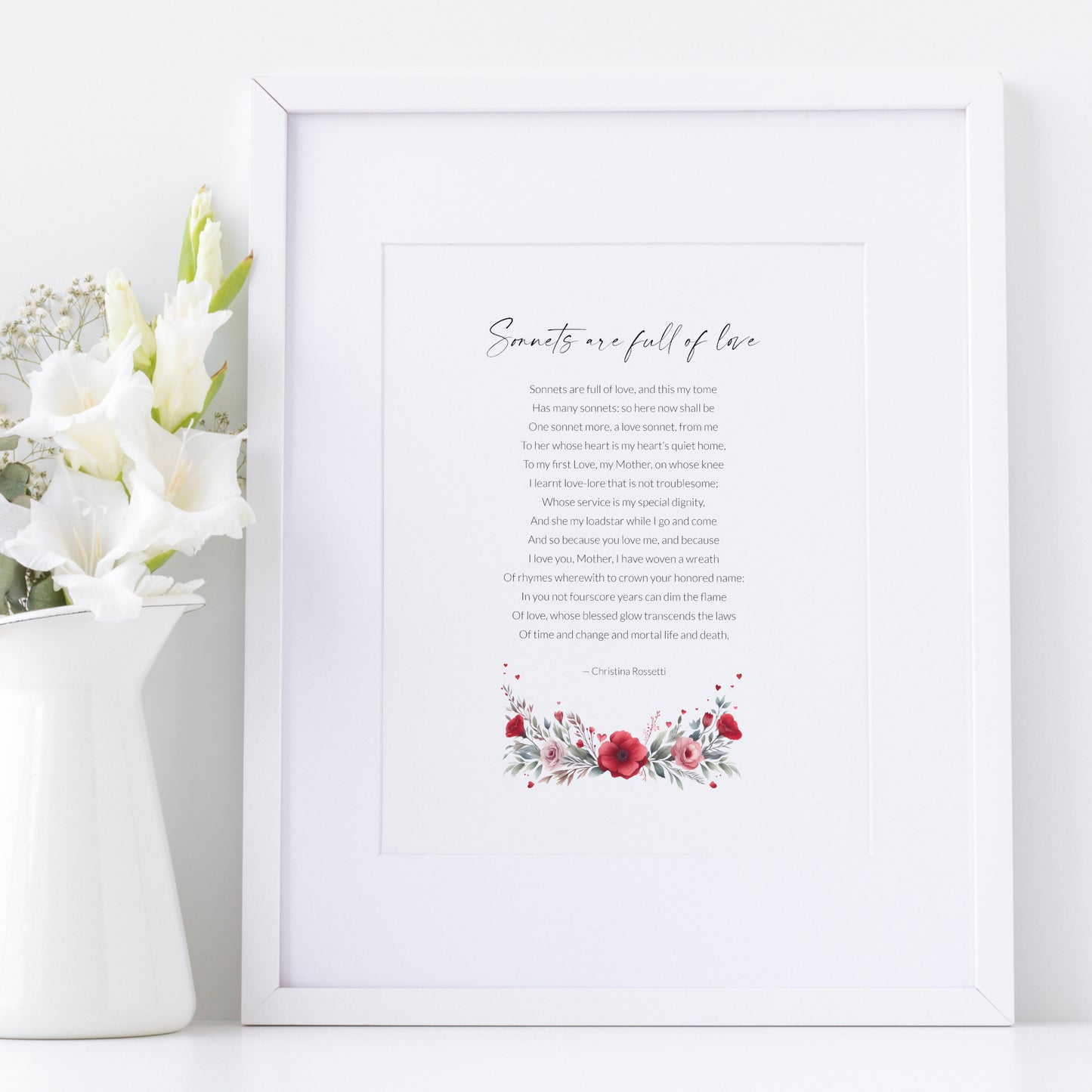 Sonnets Are Full Of Love Print | Christina Rossetti Poem