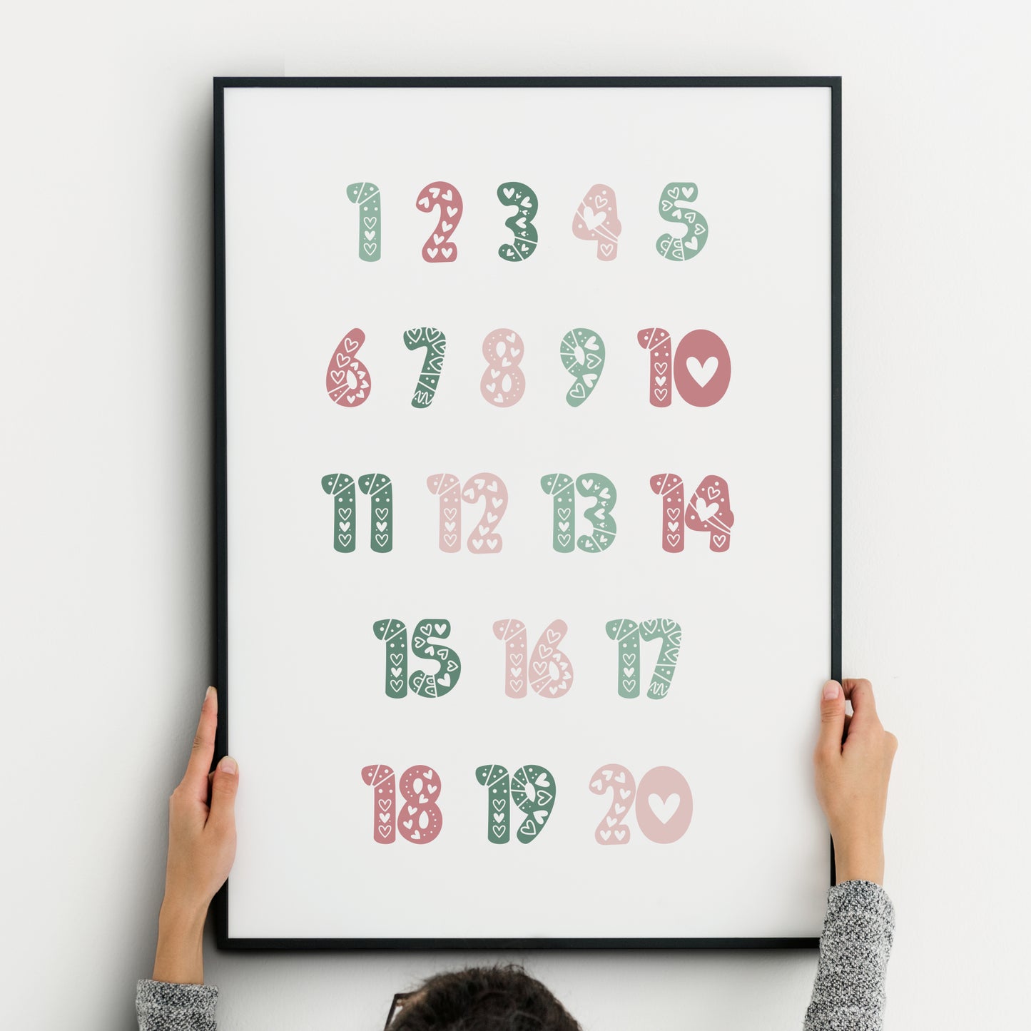 Alphabet, Rainbow and Numbers Prints (Green & Pink) (Set of 3)