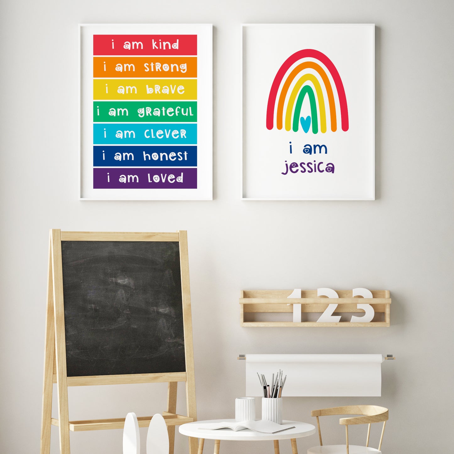 Personalised Rainbow-Coloured Affirmations and Rainbow Prints (Set of 2)