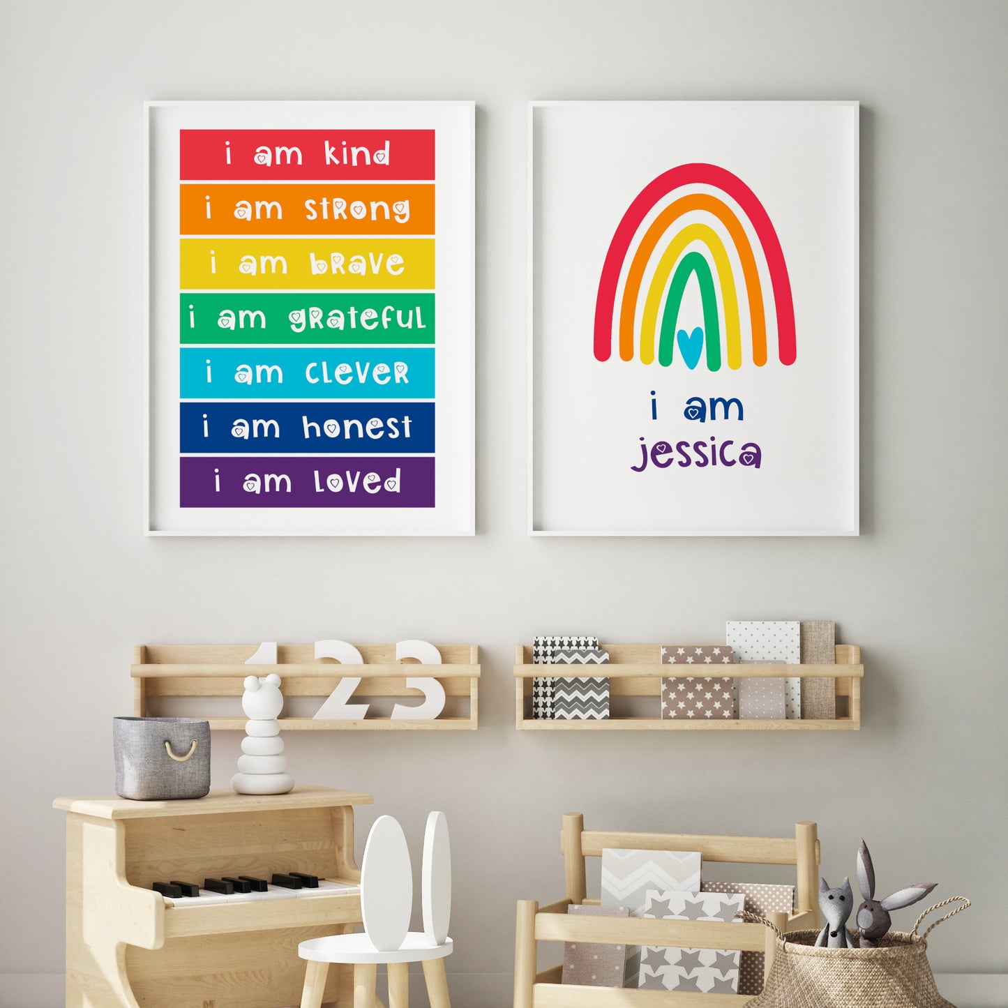 Personalised Rainbow-Coloured Affirmations and Rainbow Prints (Set of 2)