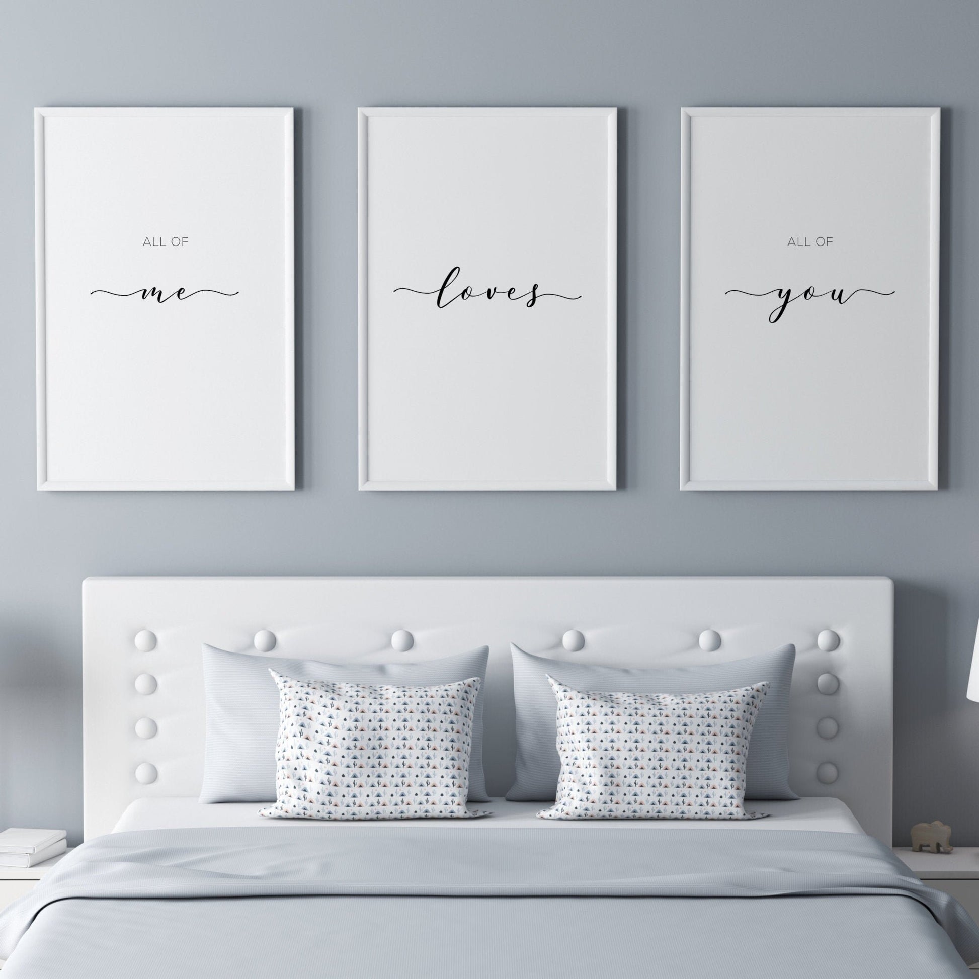 All Of Me Loves All Of You Prints (Set of 3) | Romantic Wall Art | Bedroom Decor | Birthday, Anniversary, Valentine's Day Gift | UNFRAMED