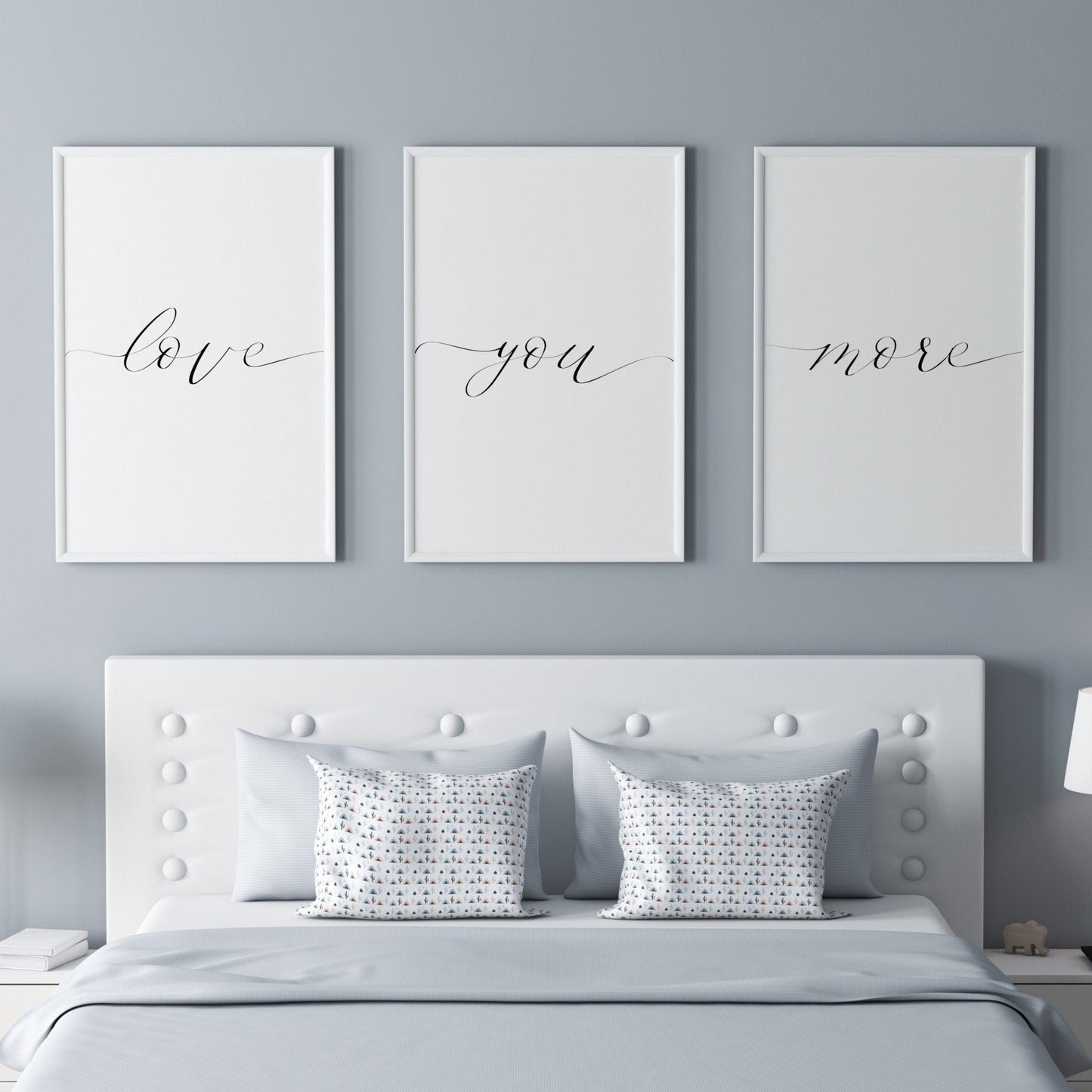 Love You More Prints (Set of 3) | Romantic Wall Art | Bedroom Decor | Engagement, Wedding & Anniversary Gift | Valentine's Gift | UNFRAMED