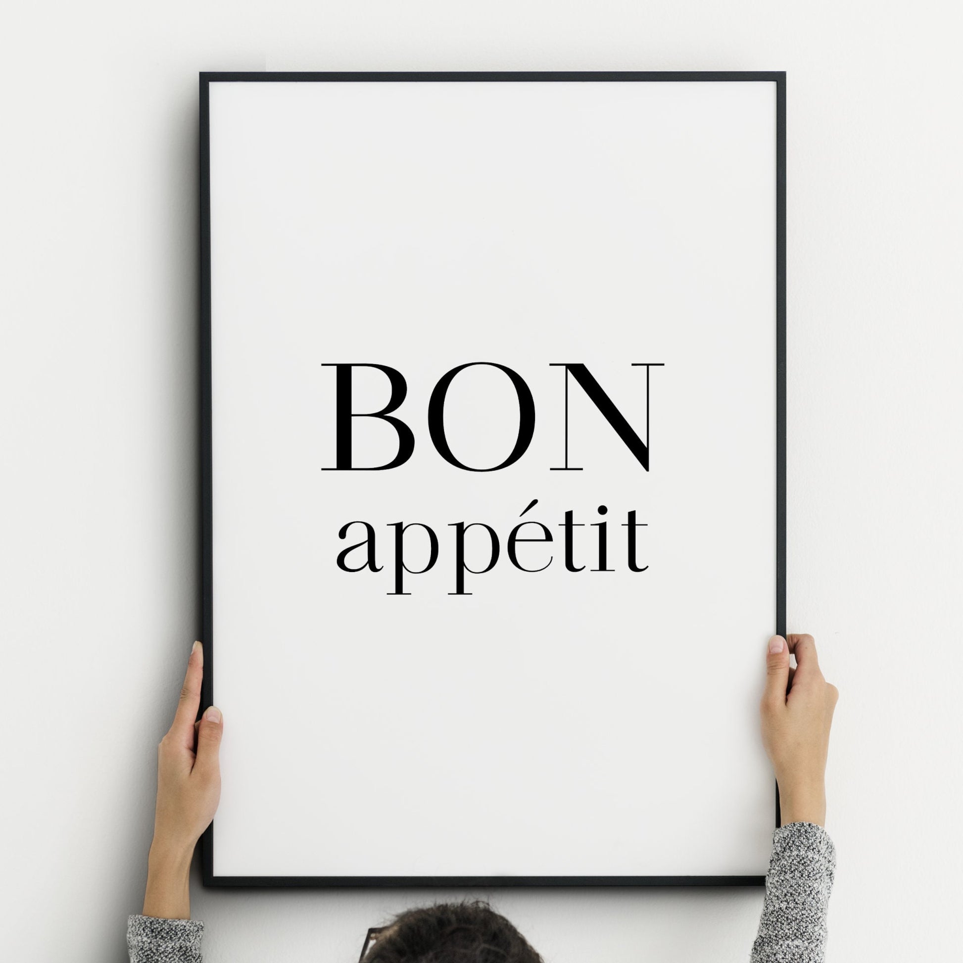 Bon Appetit Let's Eat | Set of 2 Prints | Dining Room Wall Art | Kitchen Decor | Typography Posters | Contemporary Prints (Unframed)