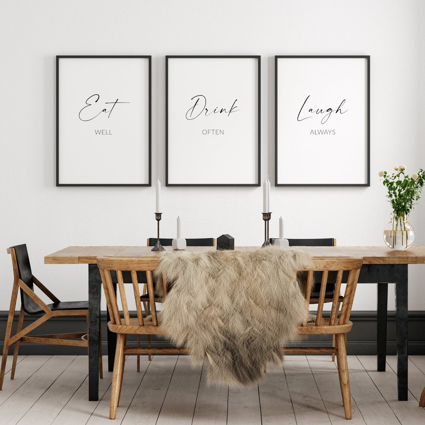 Eat Well Drink Often Laugh Always Prints (Set of 3)