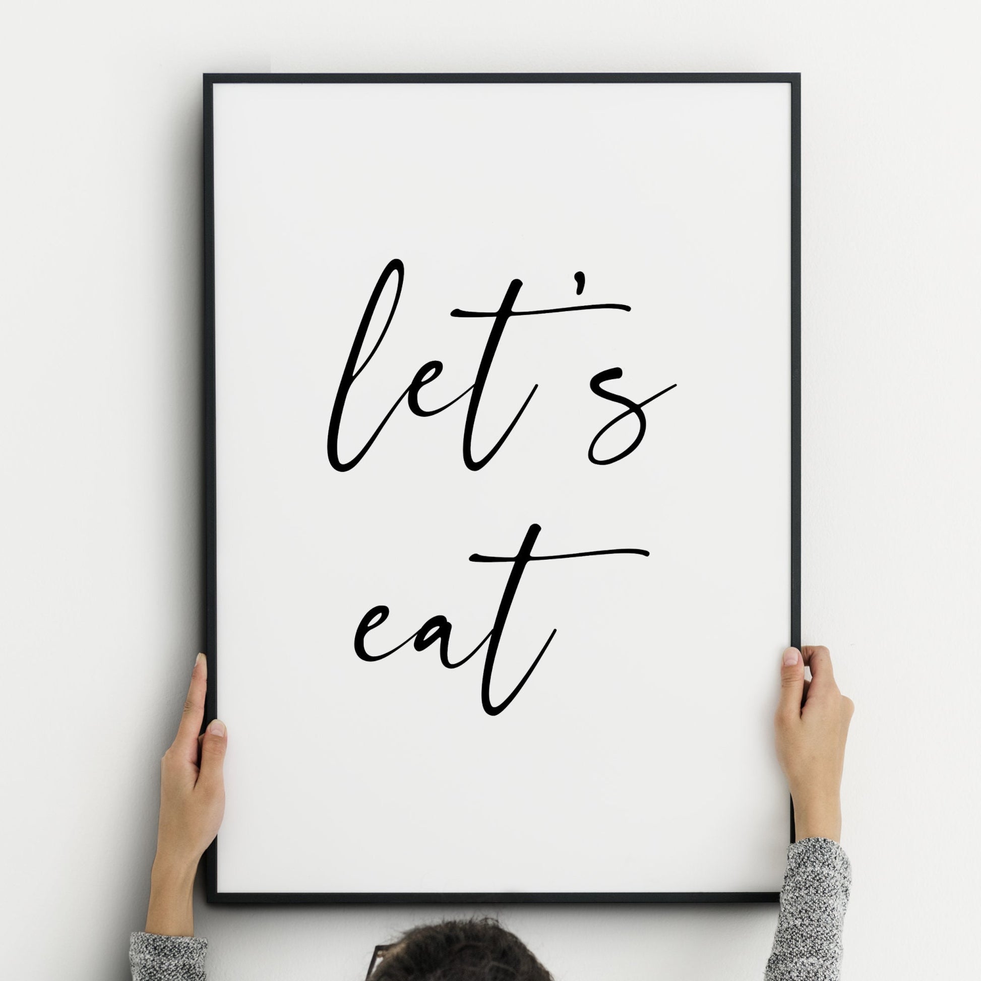 Bon Appetit Let's Eat | Set of 2 Prints | Dining Room Wall Art | Kitchen Decor | Typography Posters | Contemporary Prints (Unframed)