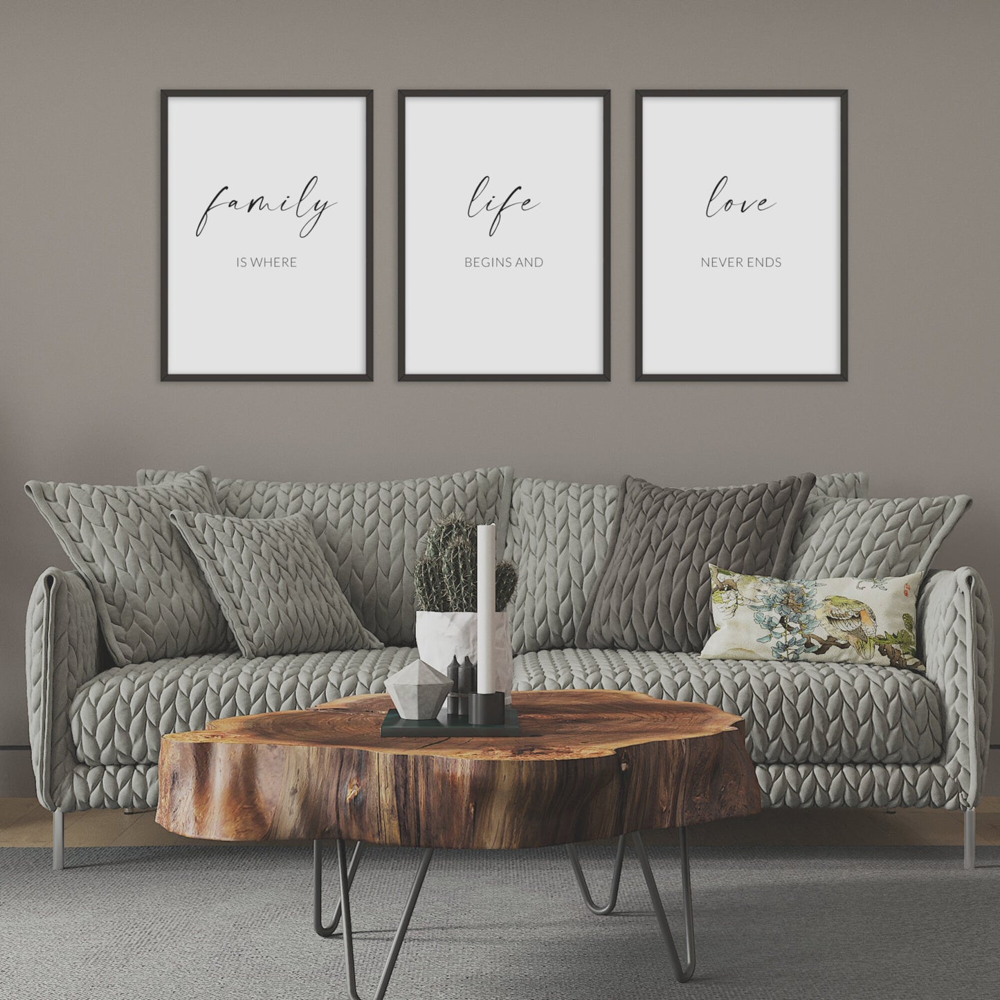 Family, Life, Love Prints (Set of 3)