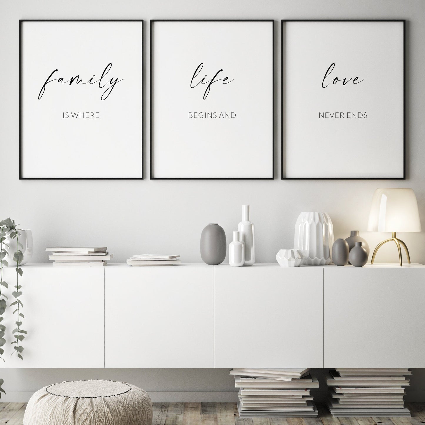 Family, Life, Love Prints (Set of 3)