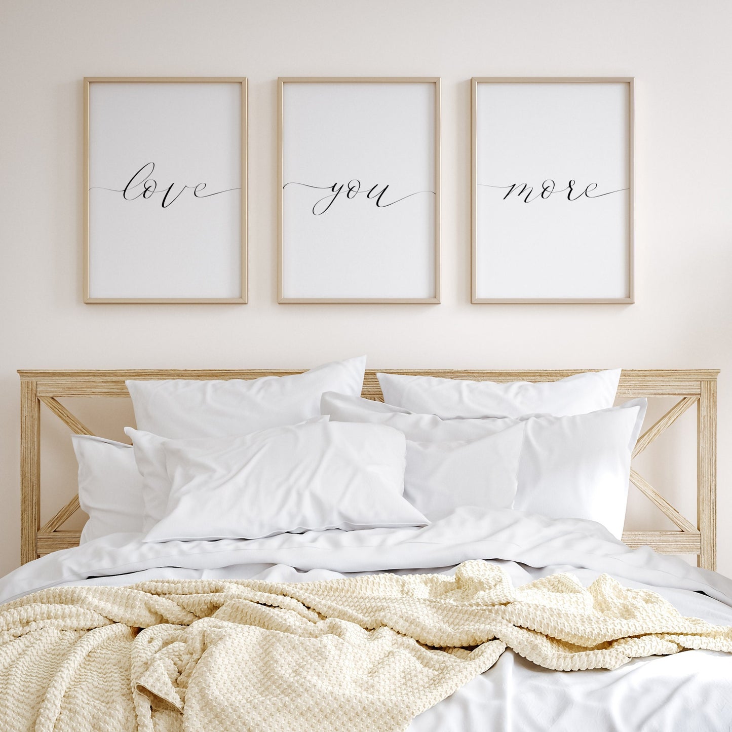 Love You More Prints (Set of 3) | Romantic Wall Art | Bedroom Decor | Engagement, Wedding & Anniversary Gift | Valentine's Gift | UNFRAMED