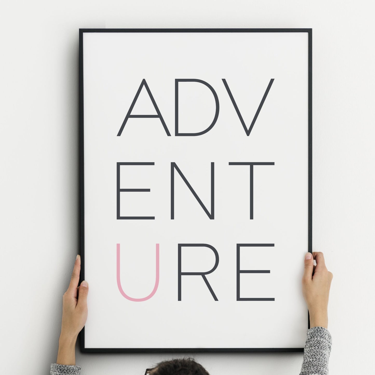 ADVENTURE (Grey & Pink) Print