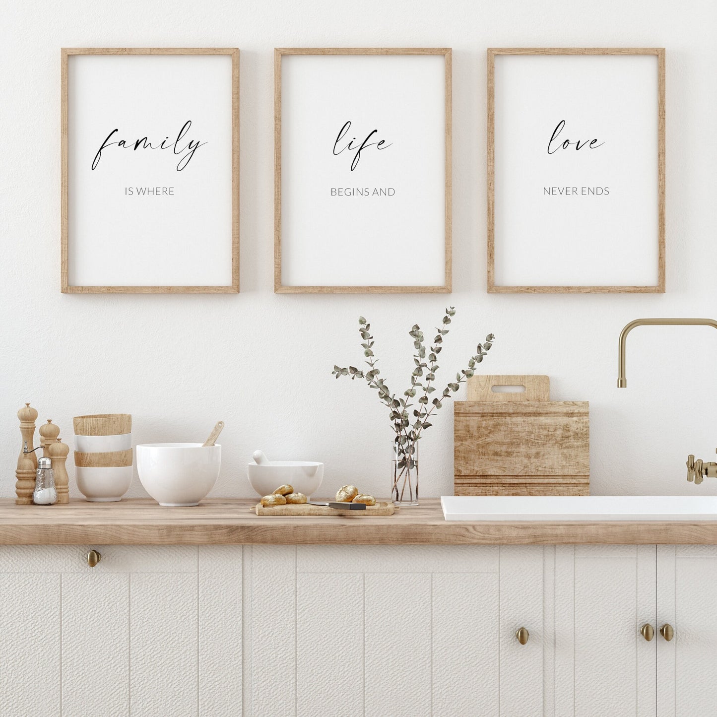 Family, Life, Love Prints (Set of 3)