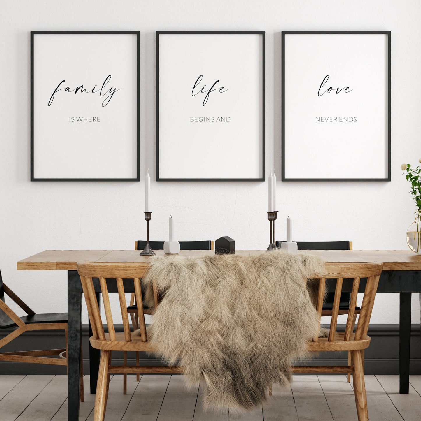 Family, Life, Love Prints (Set of 3)