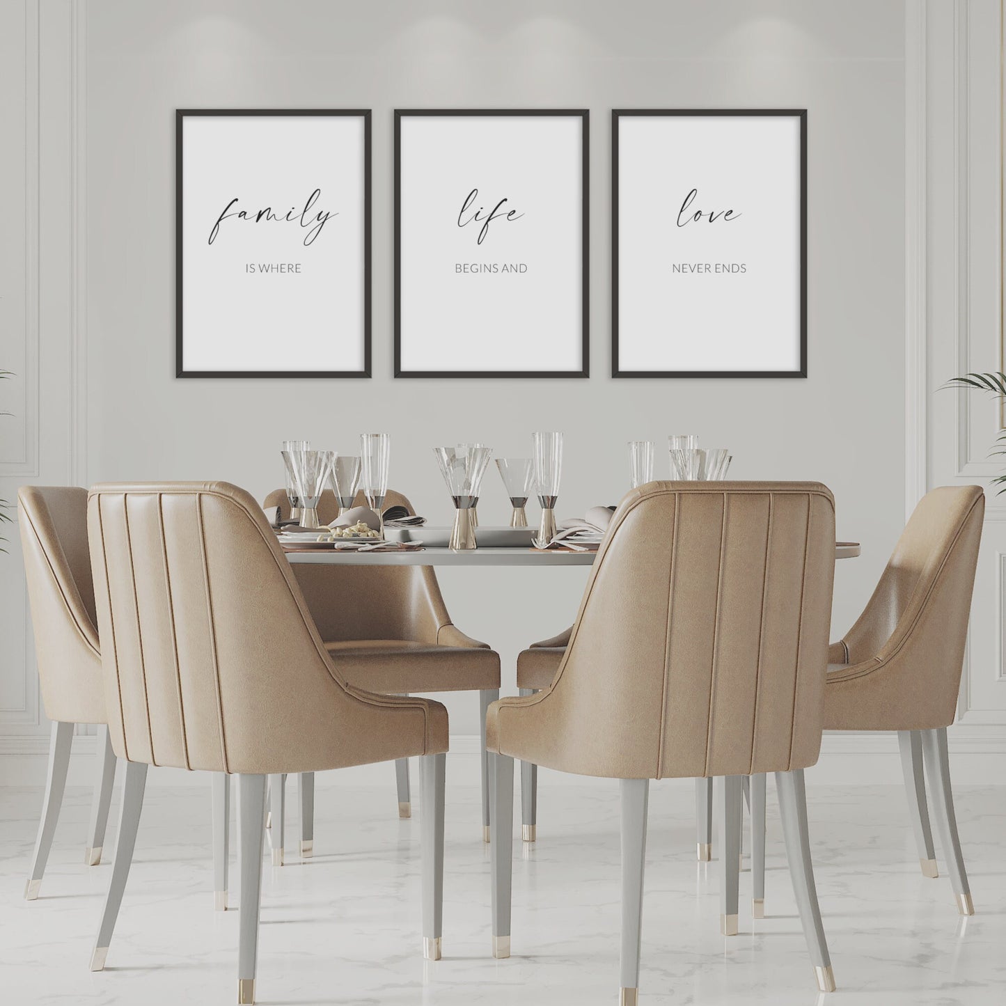 Family, Life, Love Prints (Set of 3)