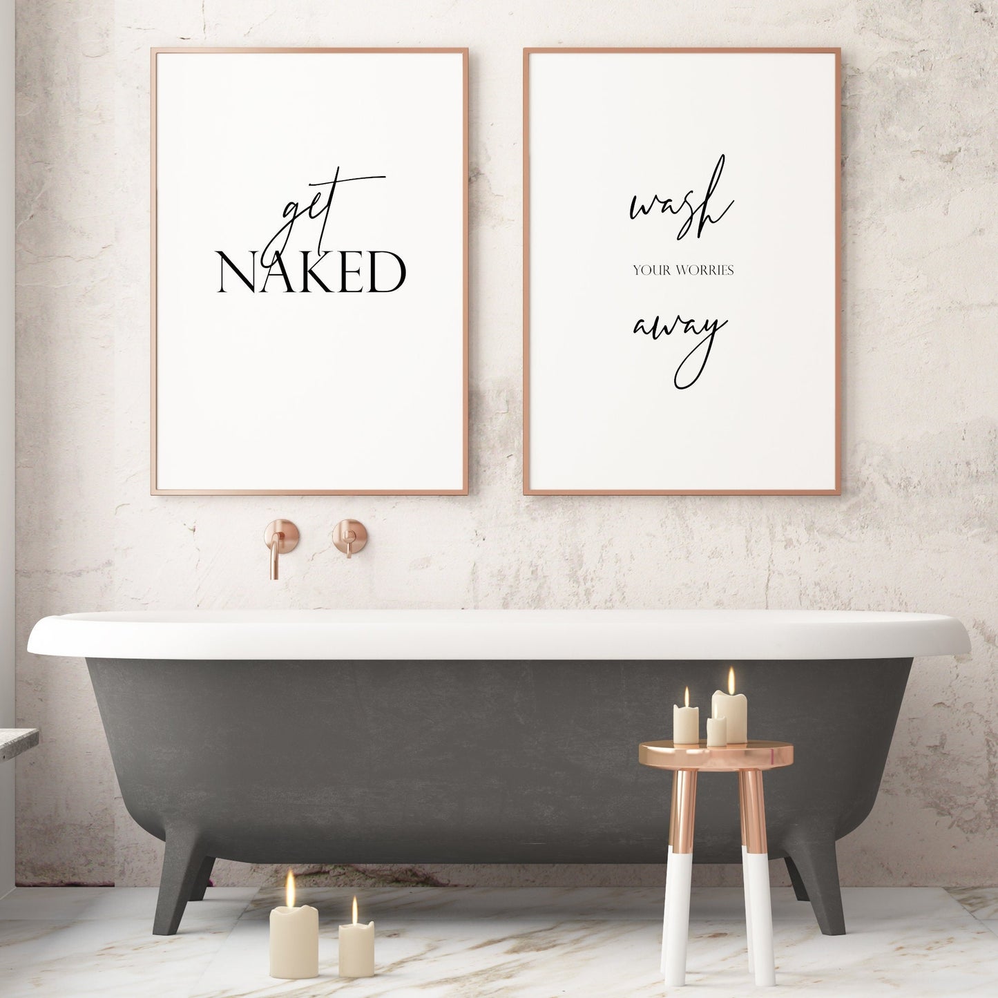 Get Naked & Wash Your Worries Away Prints (Set of 2)