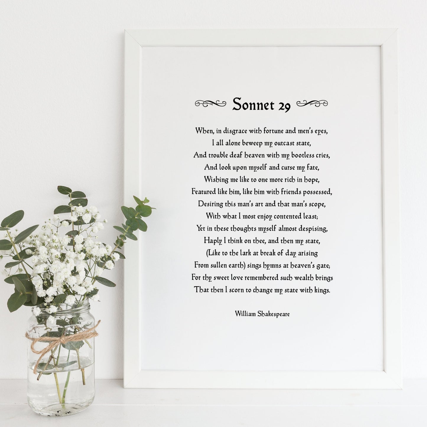 For Thy Sweet Love Remembered (Shakespeare's Sonnet 29) Print