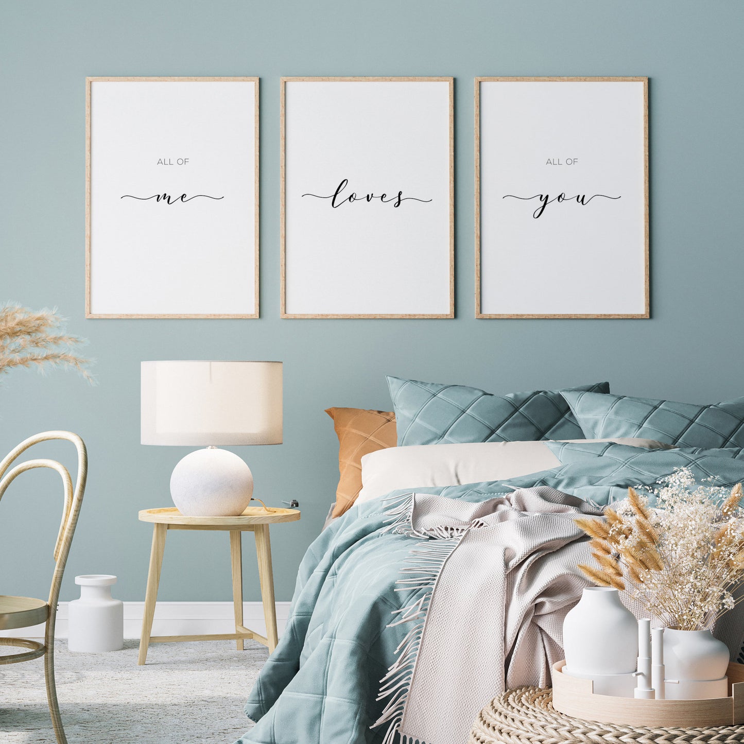 All Of Me Loves All Of You Prints (Set of 3) | Romantic Wall Art | Bedroom Decor | Birthday, Anniversary, Valentine's Day Gift | UNFRAMED