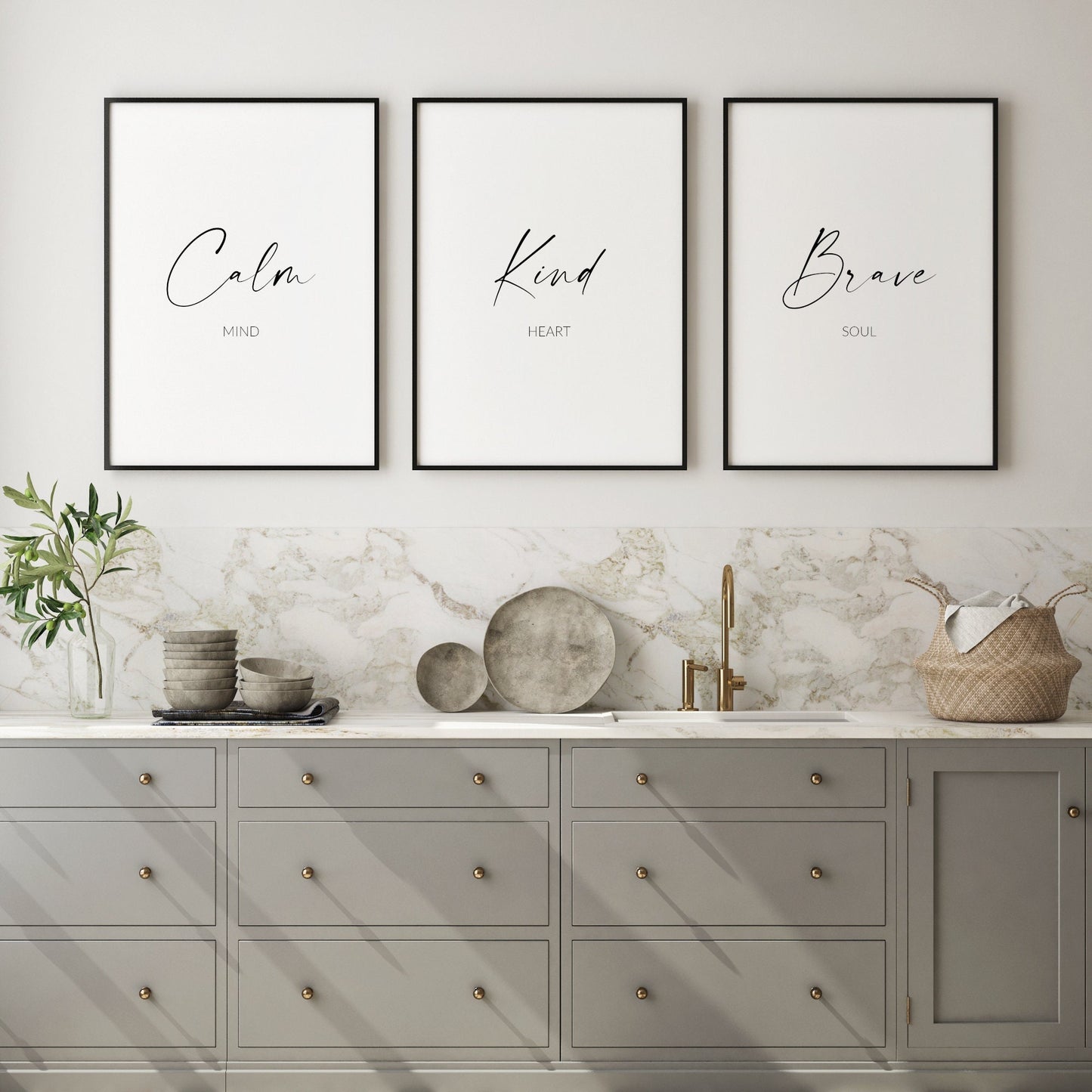 Calm Mind, Kind Heart, Brave Soul Prints (Set of 3)