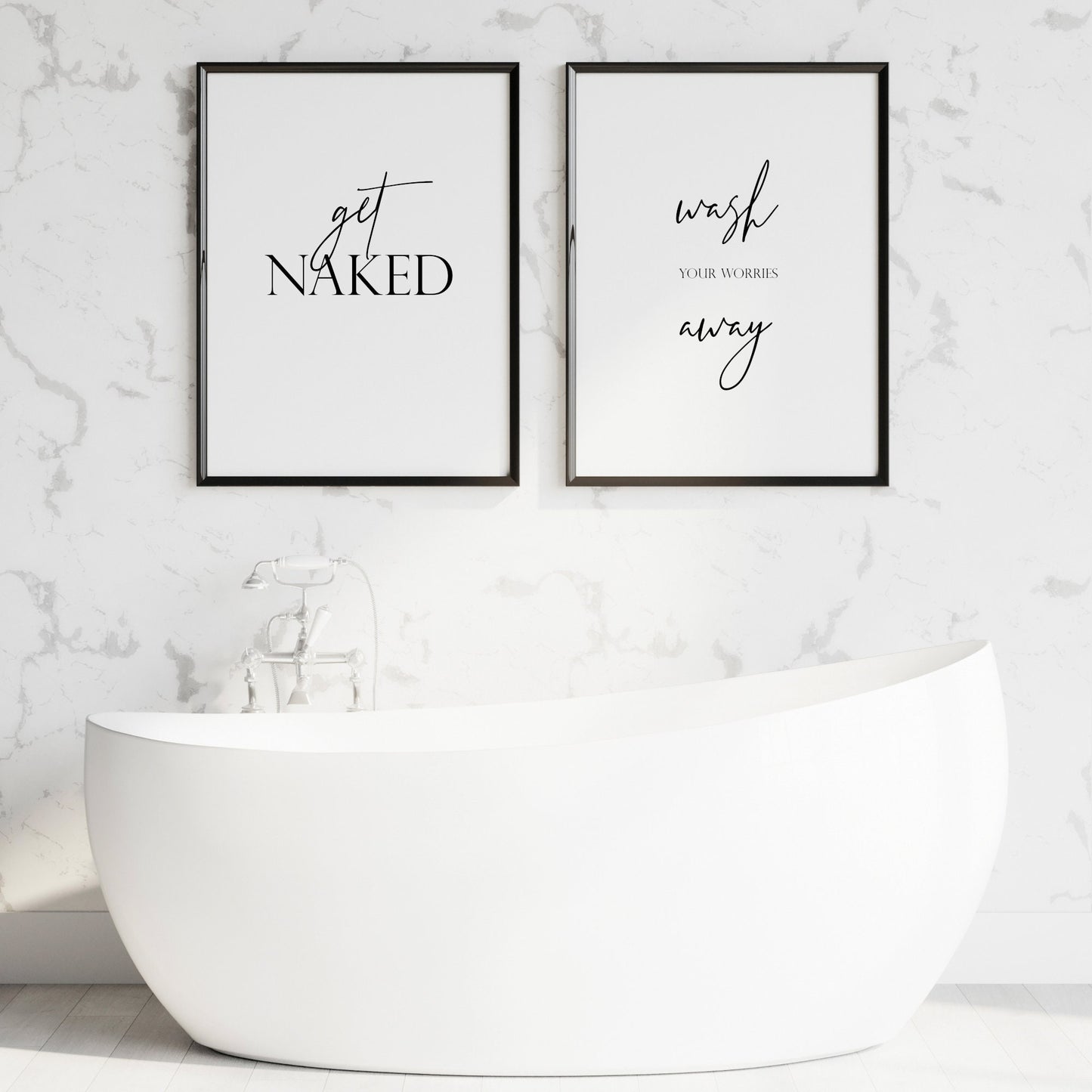 Get Naked & Wash Your Worries Away Prints (Set of 2)