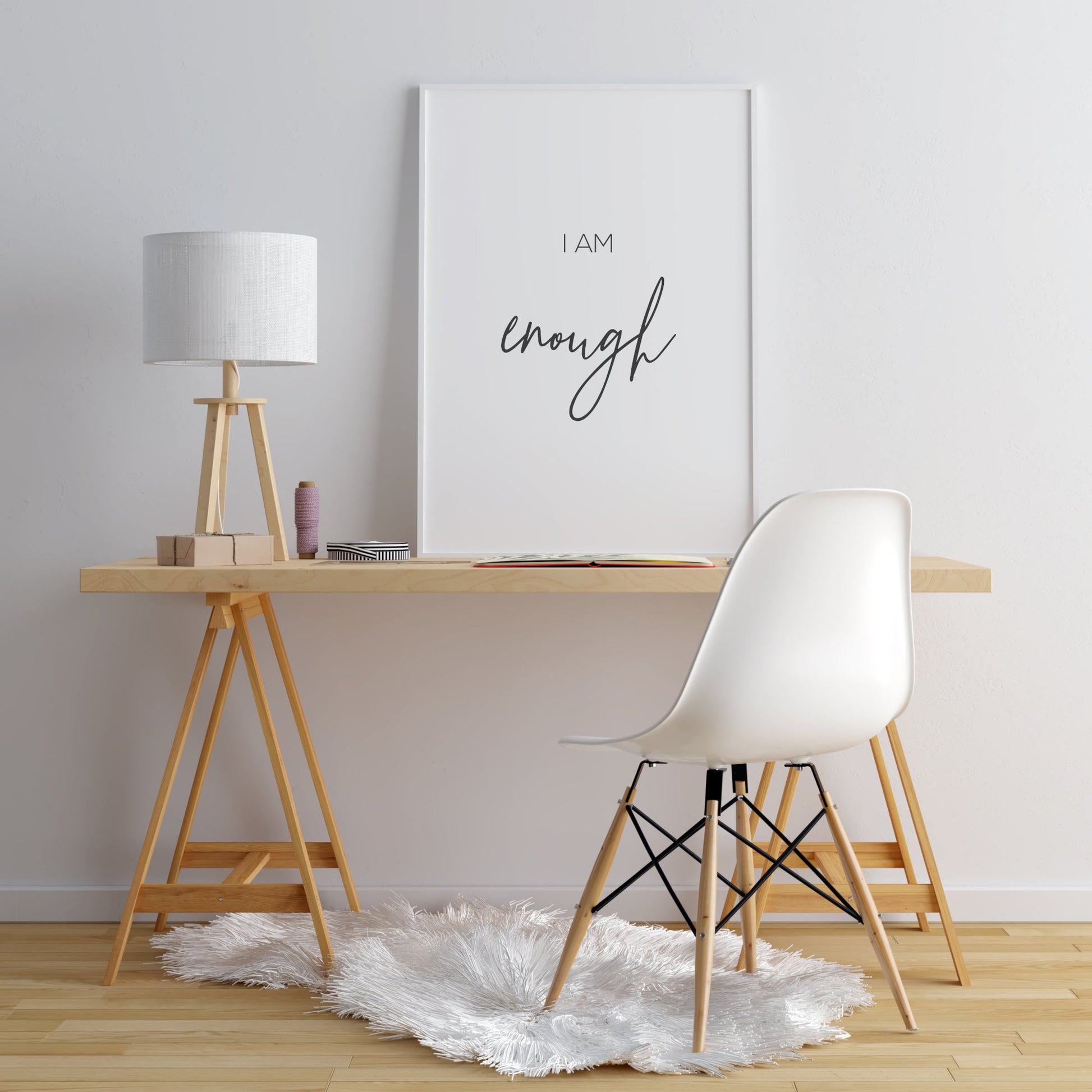 I Am Enough | Affirmation Print | Inspirational Wall Art | Motivational Home Decor | Typography Poster | Mindful Gift | UNFRAMED