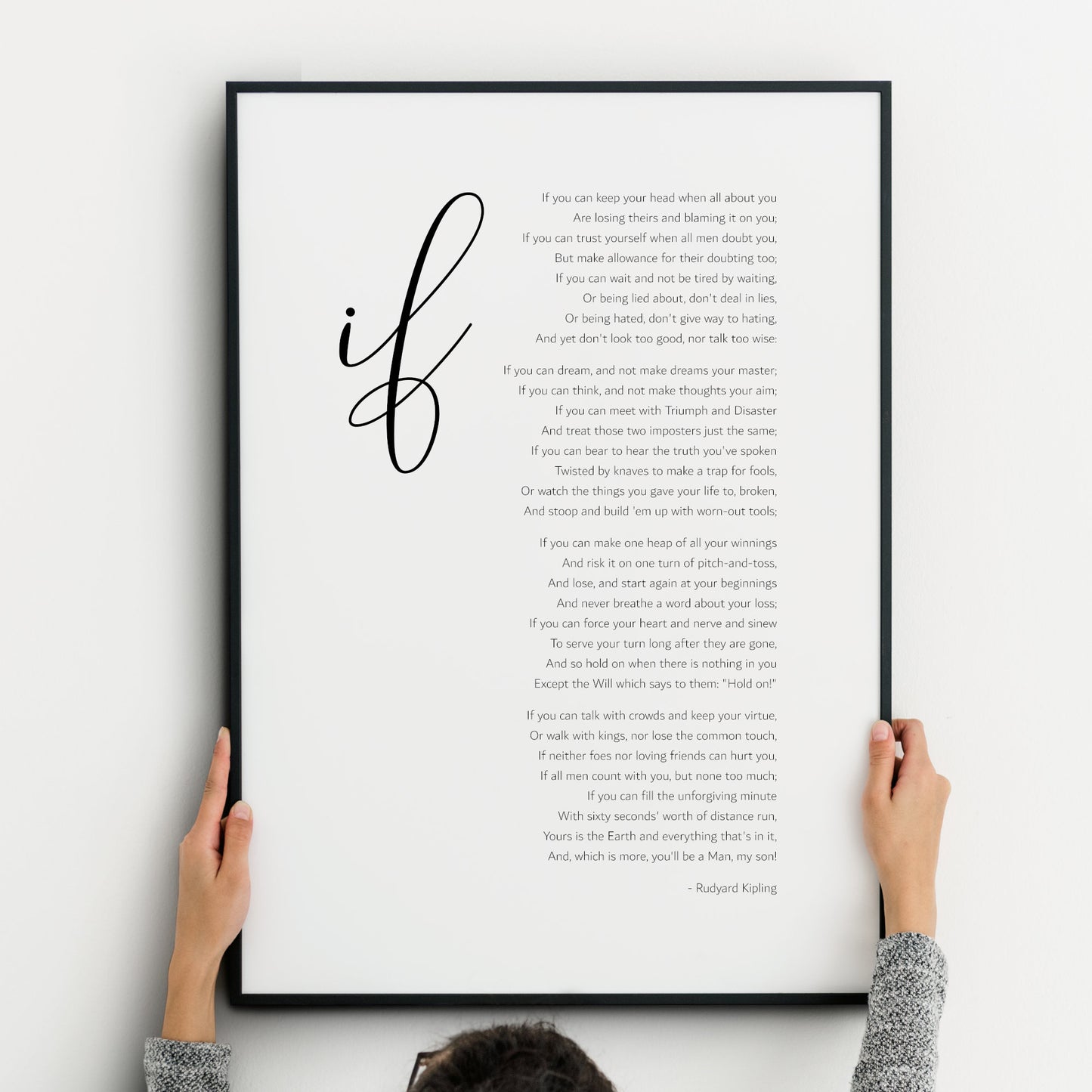 If, by Rudyard Kipling Print | Inspirational Poetry | Literary Wall Art | Typography Poster | UNFRAMED