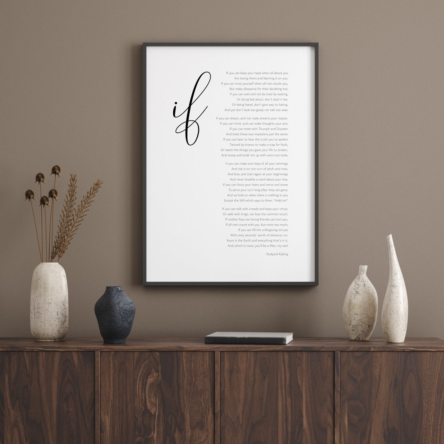 If, by Rudyard Kipling Print | Inspirational Poetry | Literary Wall Art | Typography Poster | UNFRAMED