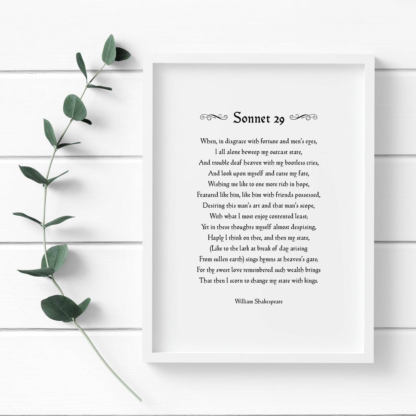 For Thy Sweet Love Remembered (Shakespeare's Sonnet 29) Print