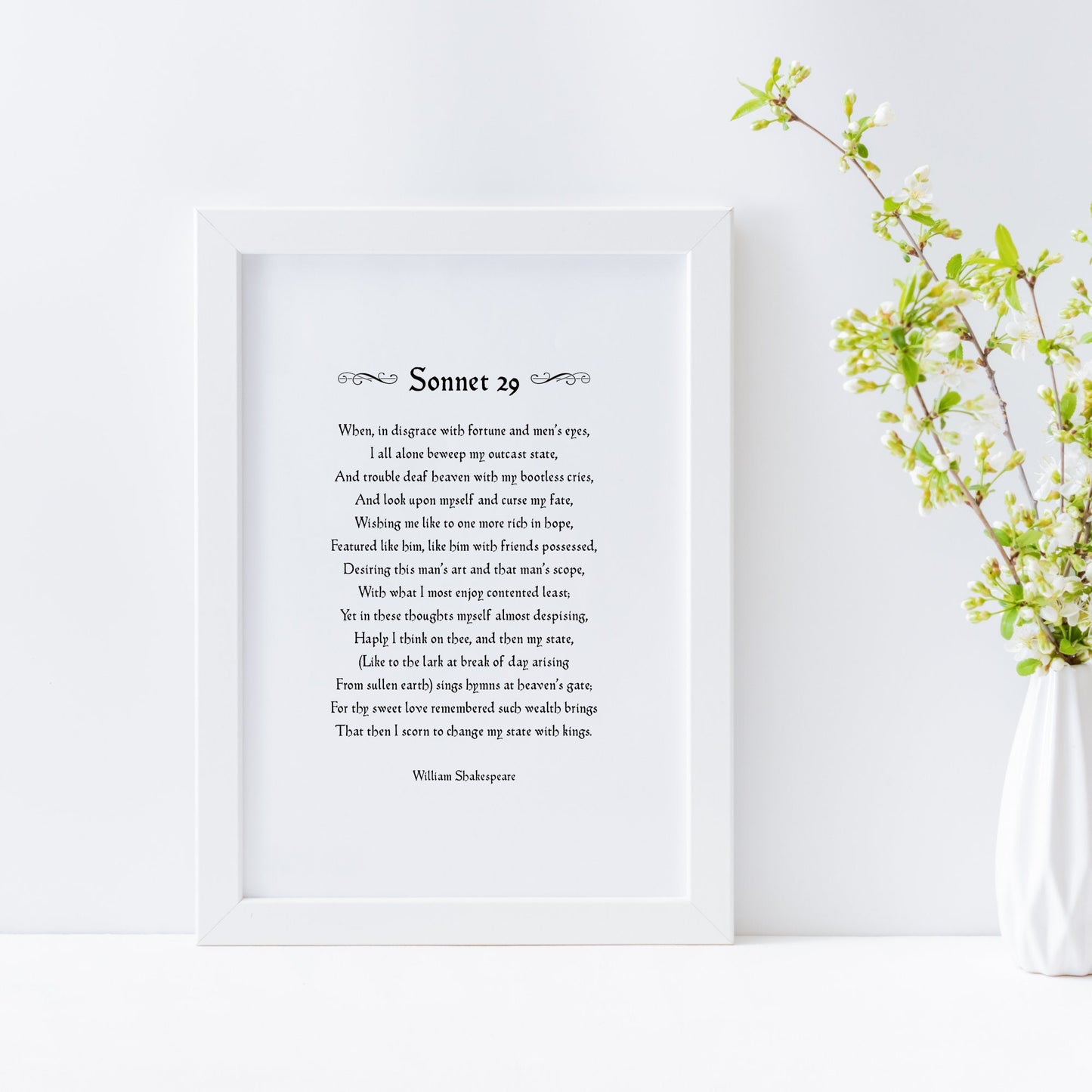 For Thy Sweet Love Remembered (Shakespeare's Sonnet 29) Print