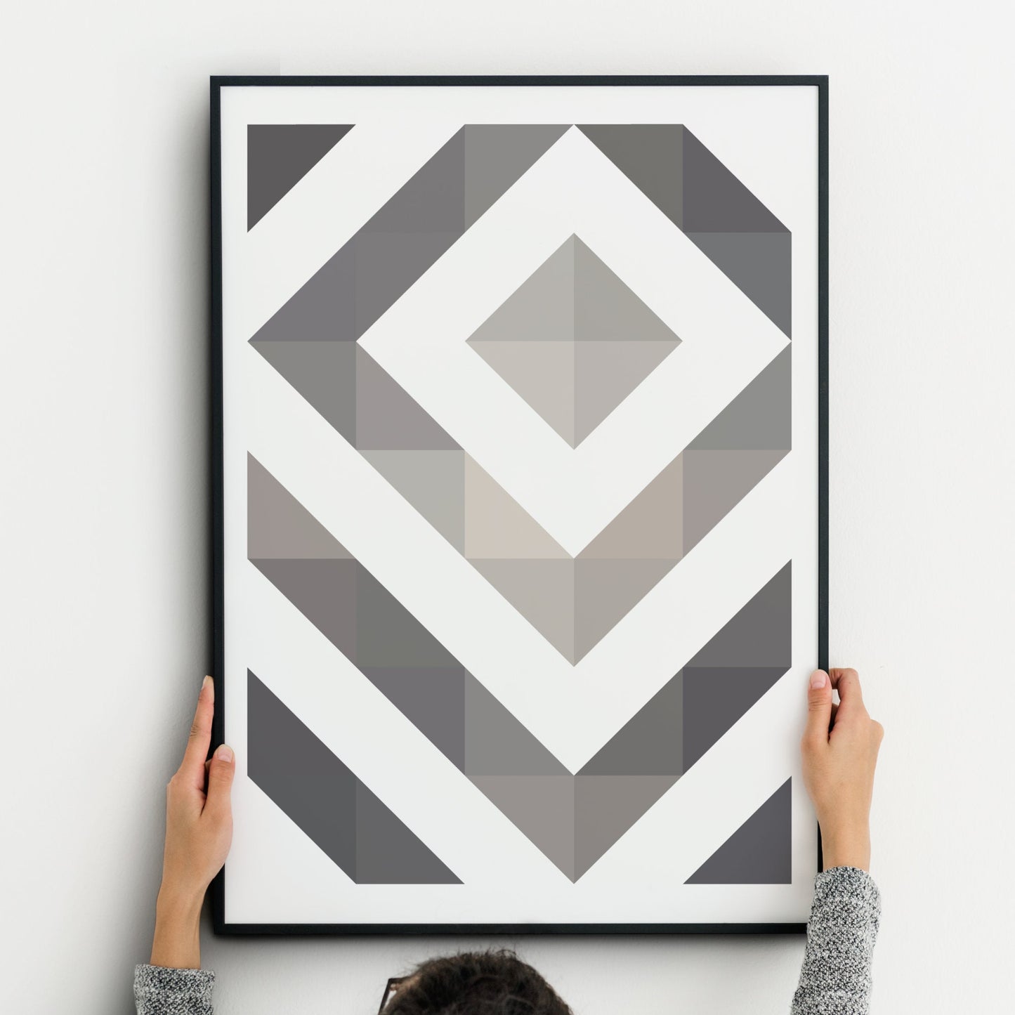 Shades Of Grey Abstract Geometric Prints (Set of 3)