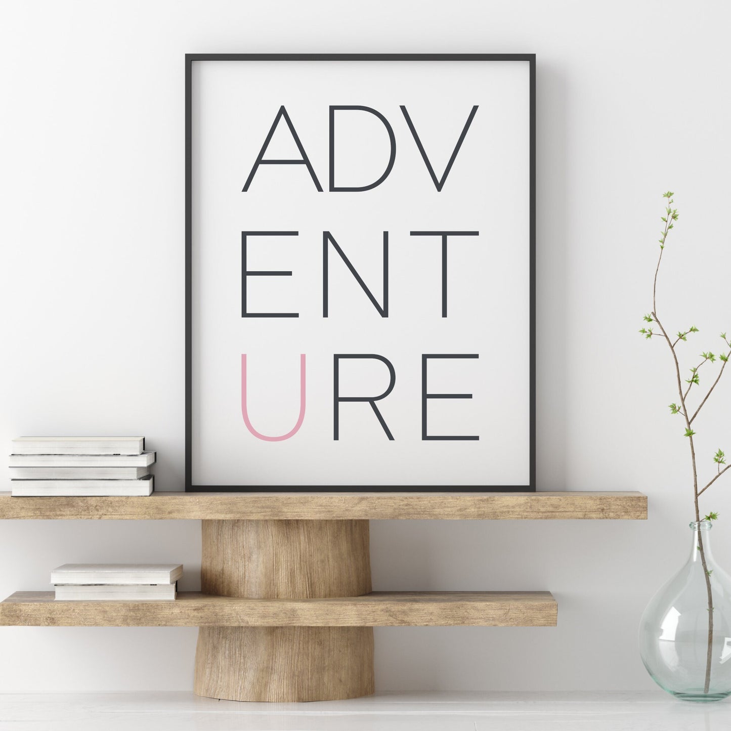 ADVENTURE (Grey & Pink) Print