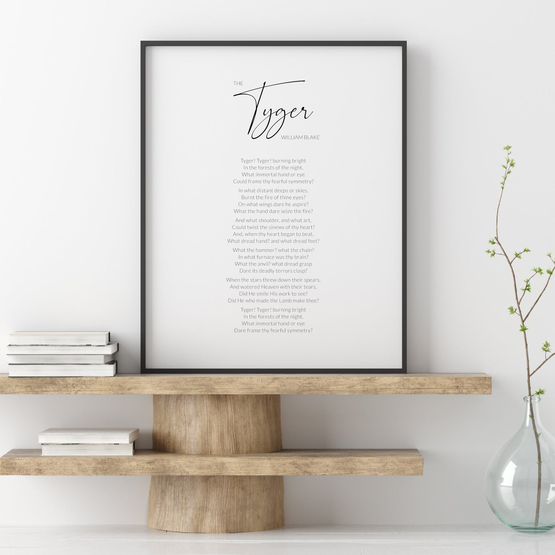 The Tyger, by William Blake Print | Classical Poetry | Literary Wall Art | Typography Poster | UNFRAMED