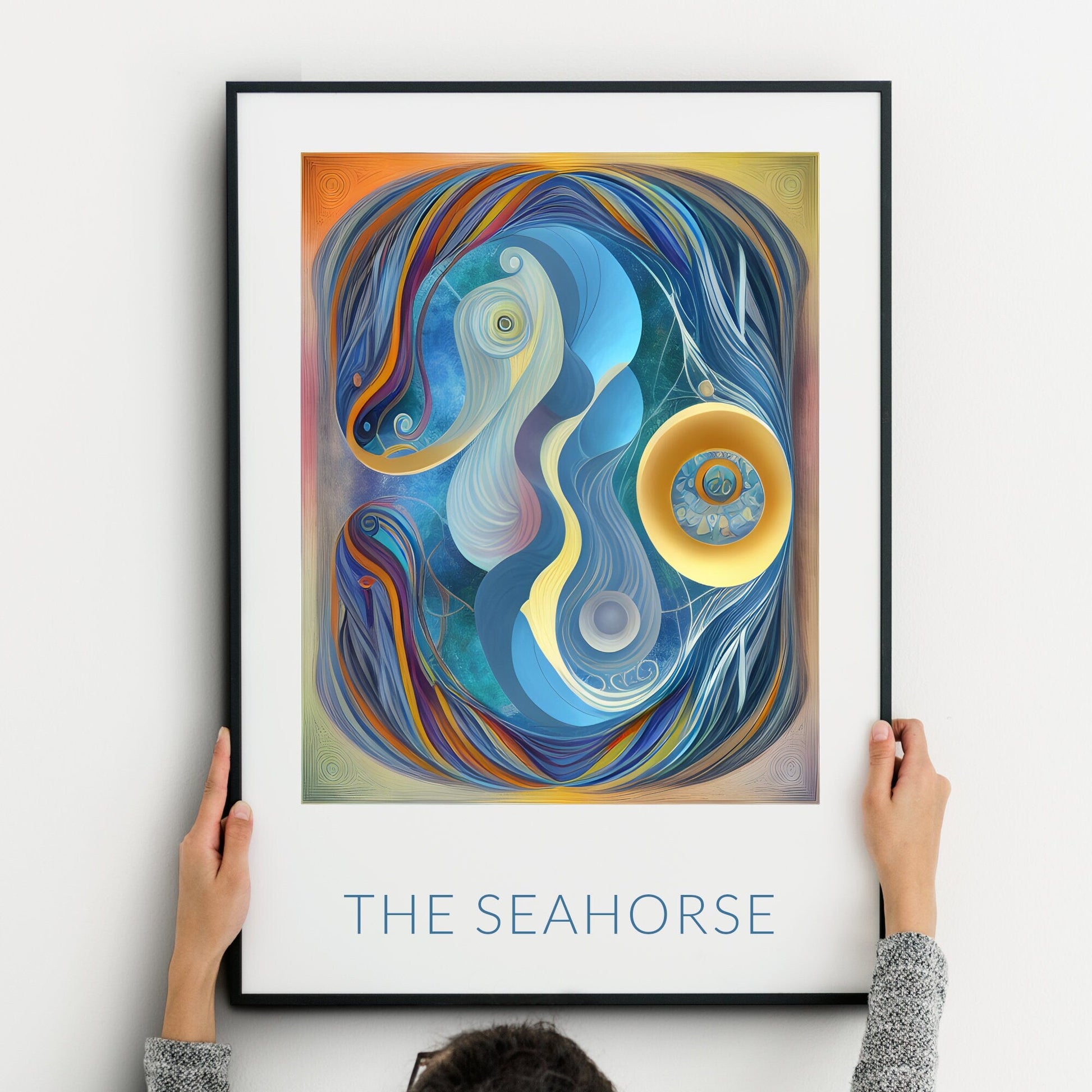 The Seahorse | Abstract Print | Digital Wall Art | Contemporary Home Decor | Modern Wall Hanging | Statement Artwork | UNFRAMED