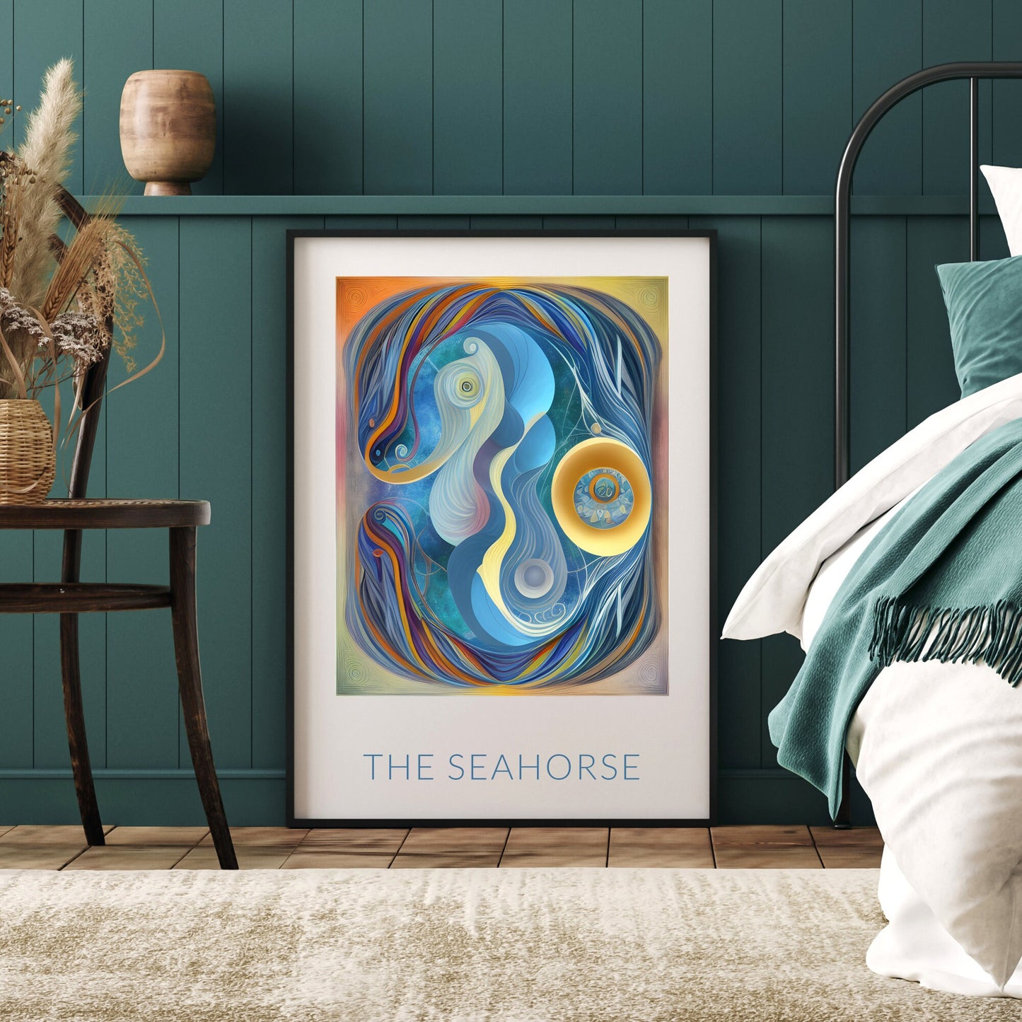 The Seahorse | Abstract Print | Digital Wall Art | Contemporary Home Decor | Modern Wall Hanging | Statement Artwork | UNFRAMED