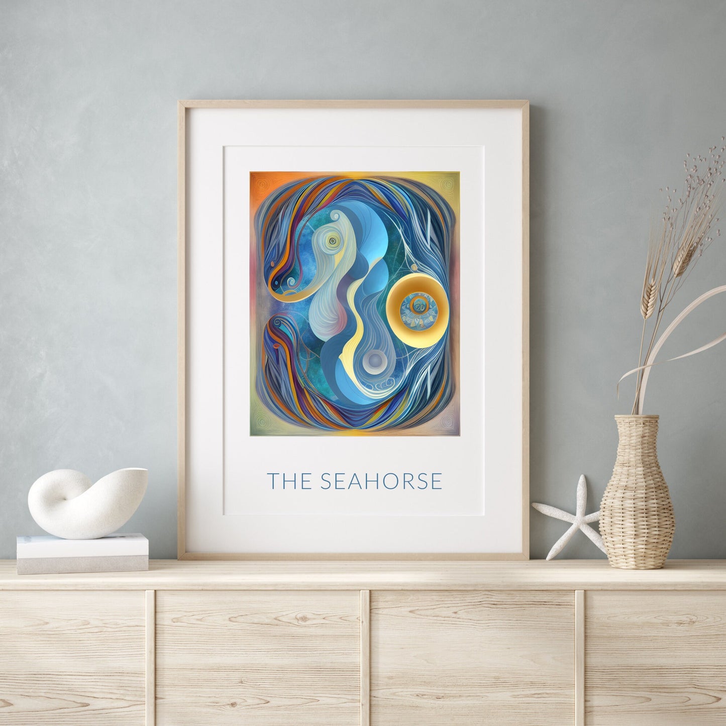 The Seahorse | Abstract Print | Digital Wall Art | Contemporary Home Decor | Modern Wall Hanging | Statement Artwork | UNFRAMED