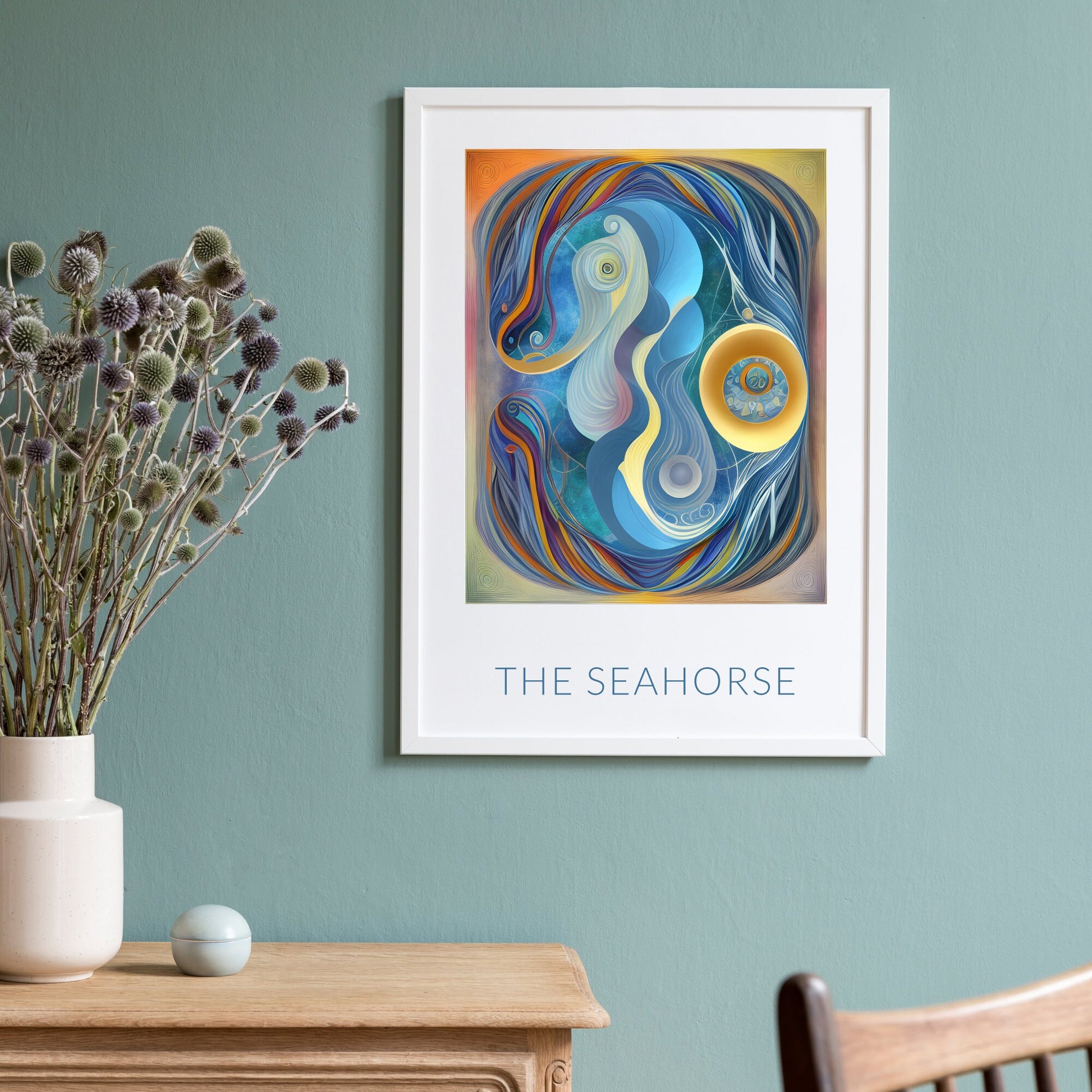 The Seahorse | Abstract Print | Digital Wall Art | Contemporary Home Decor | Modern Wall Hanging | Statement Artwork | UNFRAMED